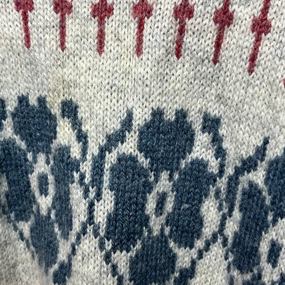 Northern Isles Sweater VTG Nordic Shetland Wool Acrylic Gray Blue Pullover M - Picture 2 of 6